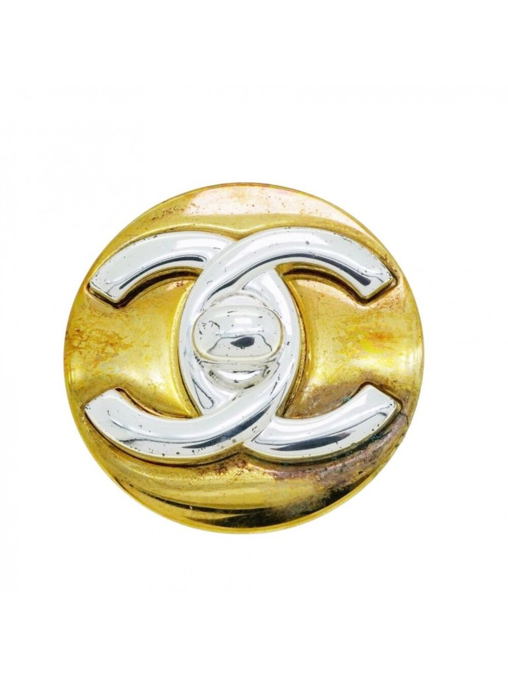 Chanel Brooch CC Logo Turnlock Round - Picture 1 of 7